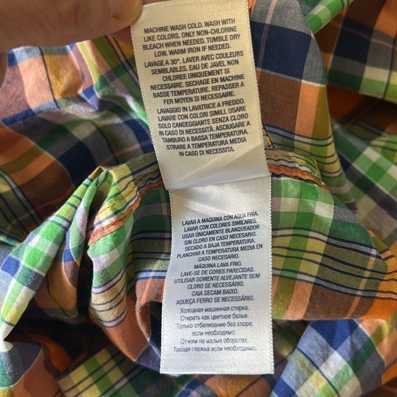 Ralph Lauren boys dress shirt size 7 orange,blue,green,yellow,white stripes - Picture 11 of 12